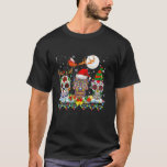 Three Santa Reindeer Elf Floral Skulls Christmas T T-Shirt<br><div class="desc">Three Santa Reindeer Elf Floral Skulls Christmas Tree Lights</div>
