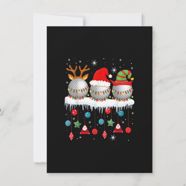 Three Santa Reindeer Elf Golf Balls Christmas Ligh Invitation (Front)