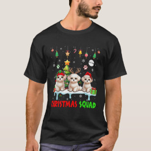 Three Santa Reindeer Elf Maltipoos Christmas Dog O T-Shirt