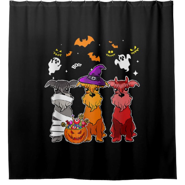 Three Schnauzer Witch Hat Cute Halloween Gifts (Front)