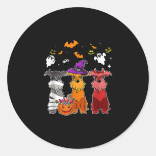 Three Schnauzer Witch Hat Cute Halloween Gifts Classic Round Sticker