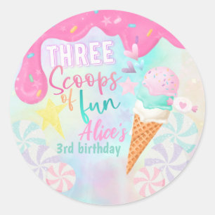 Three Scoops of Fun Classic Round Sticker