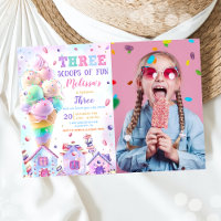 Three Scoops of Fun Ice Cream Birthday Photo