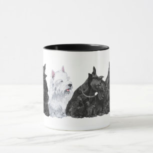 Three Scotties & a Westie Mug