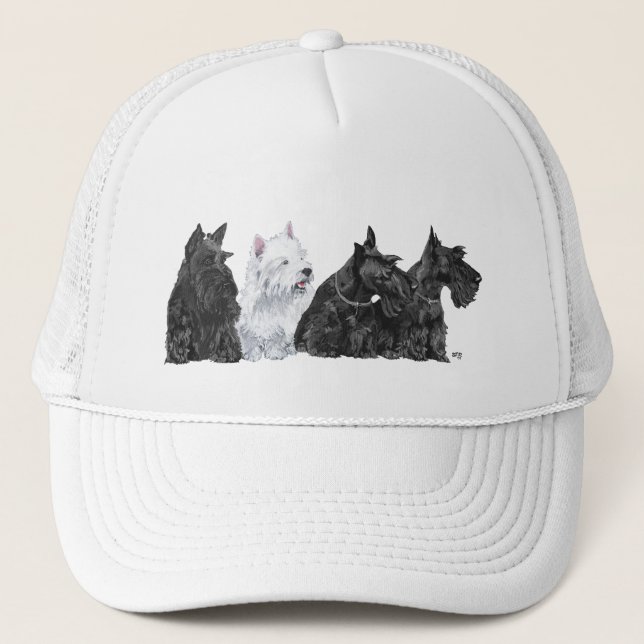 Three Scotties & a Westie Trucker Hat (Front)