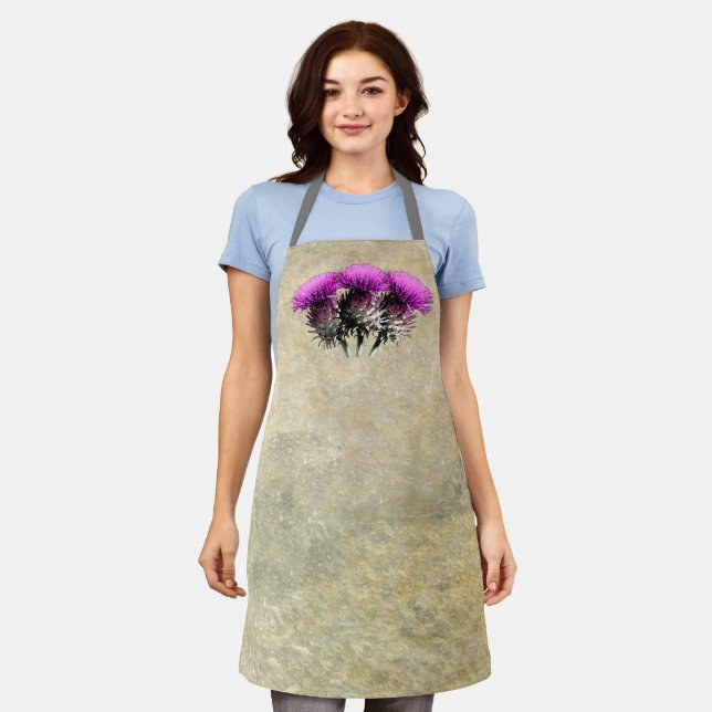 Three Scottish Thistles Apron (Worn)