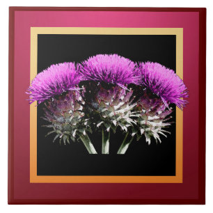 Three Scottish Thistles Tile