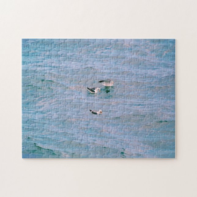 Three Sea Birds in the Ocean Gull Art Puzzle (Horizontal)