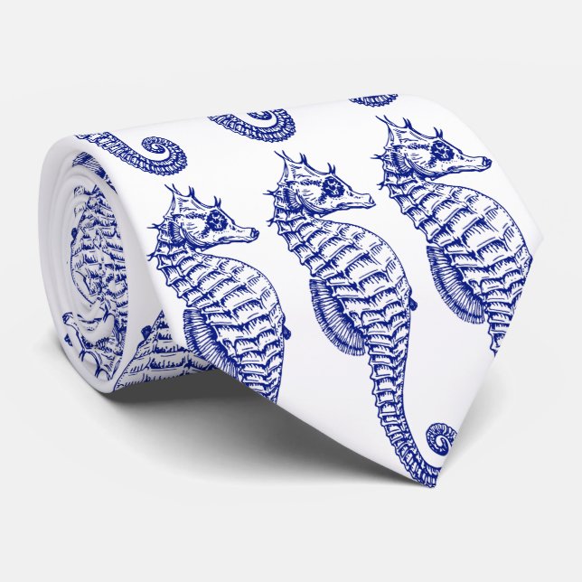 Three Seahorse Tie (Rolled)