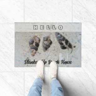 Three Seashells in Concrete Beach House Custom Doormat