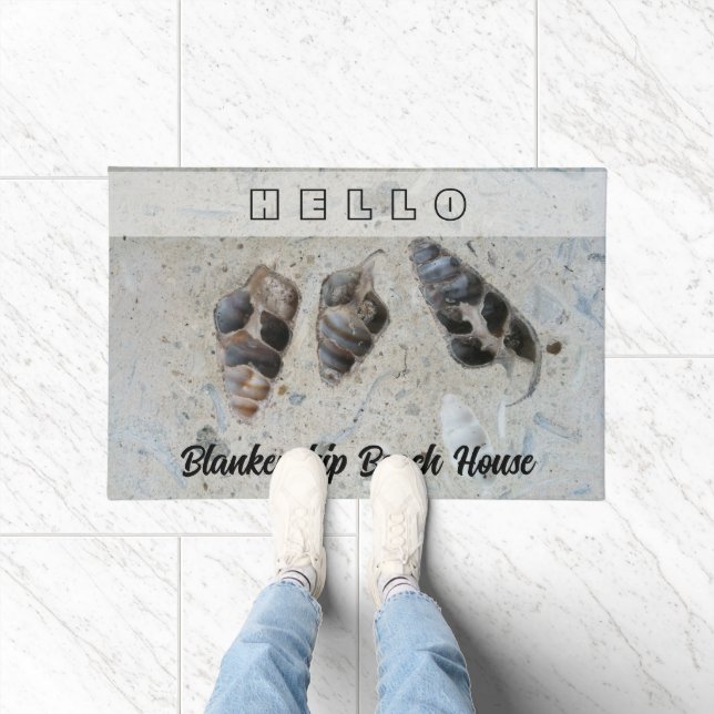 Three Seashells in Concrete Beach House Custom Doormat (Indoor)
