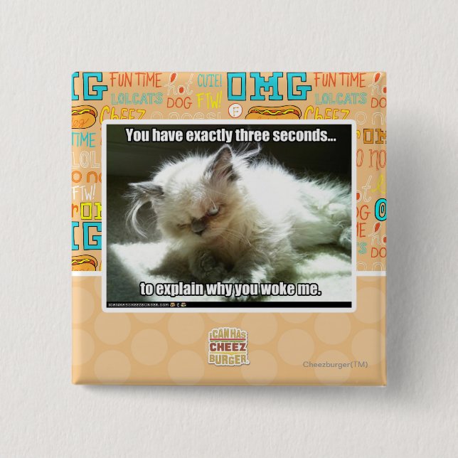 Three seconds 2 inch square button (Front)