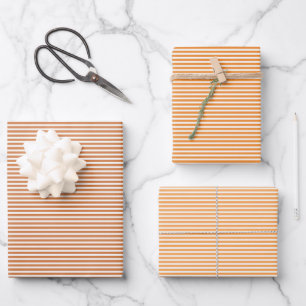 Three Shades Orange Stripes Wrapping Paper Sheets