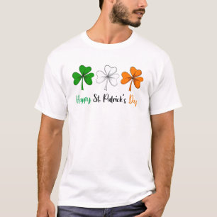 Three Shamrocks Ireland Irish Flag Happy St Patric T-Shirt