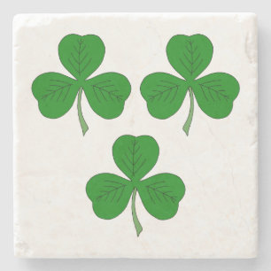 Three Shamrocks Stone Coaster