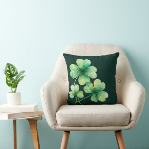 Three Shamrocks with Crossed Stems Accent Pillow