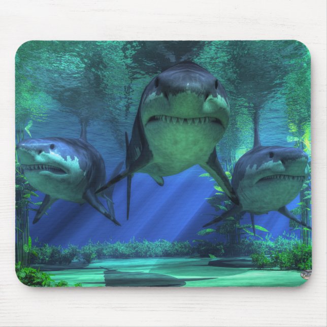 Three Sharks Mouse Pad (Front)