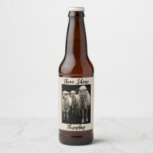 THREE SHEEP PHOTO BEER BOTTLE LABEL