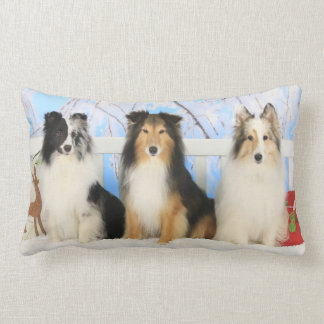 Three Sheltie Colours Christmas Lumbar Pillow