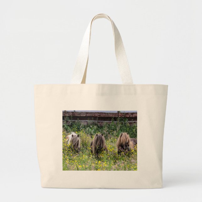 Three Shetland pony stallions - Jumbo Tote (Front)
