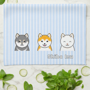 Three Shiba Inu Dogs With Different Coat Colours Kitchen Towel
