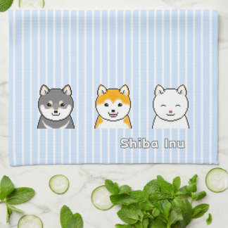 Three Shiba Inu Dogs With Different Coat Colours Kitchen Towel