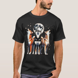 Three Shiba Inu Howling at Moon Like Three Wolves T-Shirt