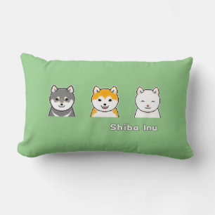 Three Shiba Inus With Different Coat Colours Lumbar Pillow