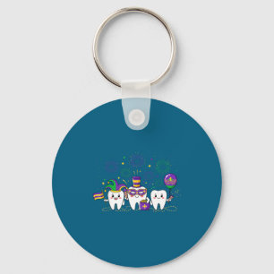 Three Shirt Mardi Gras Teeth Beads Mardi Keychain