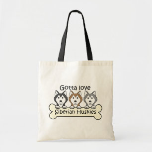 Three Siberian Huskies Tote Bag