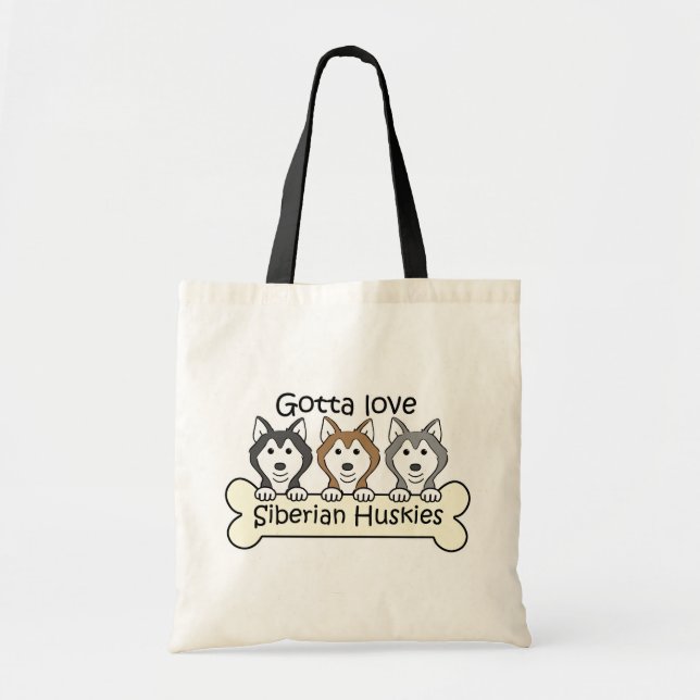 Three Siberian Huskies Tote Bag (Front)