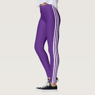 Three Side Stripe Purple Leggings - Custom Colours