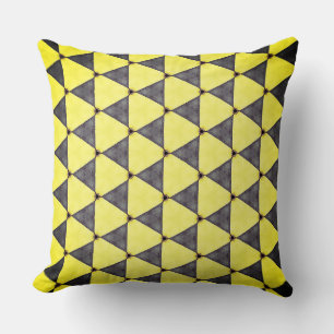 Three Sides Angle of Yellow and Grey Triangle Throw Pillow