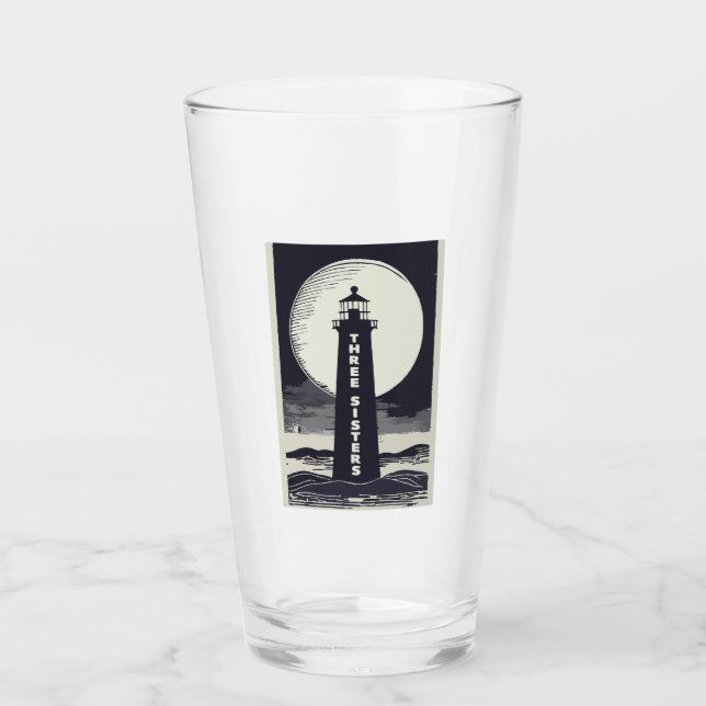 Three Sisters Lighthouse Massachusetts Moon Glass (Front)