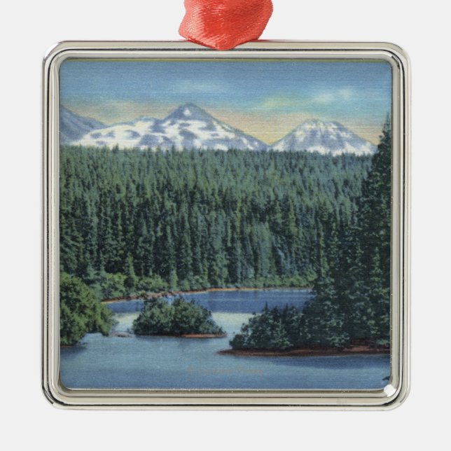 Three Sisters Mountains Near Bend, OR from Scott Metal Ornament (Front)