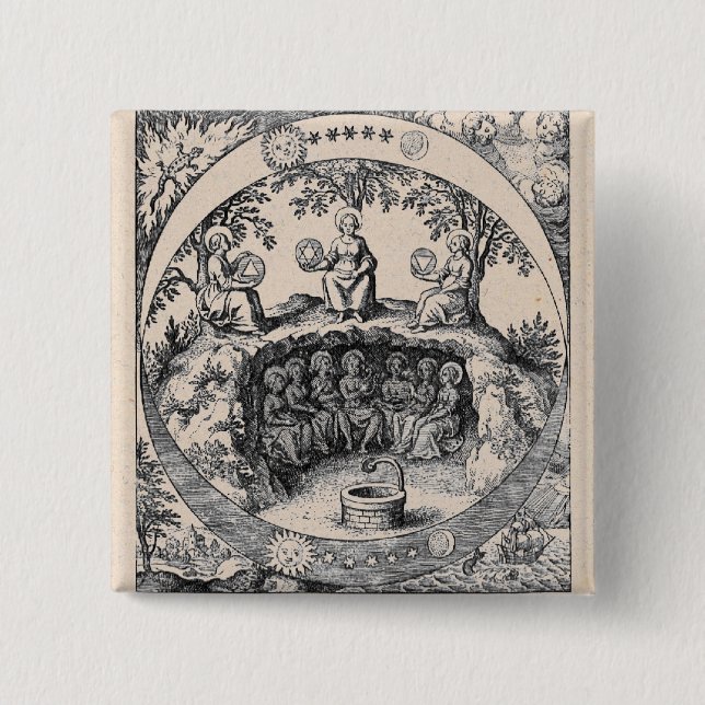 Three Sisters of Alchemy 2 Inch Square Button (Front)