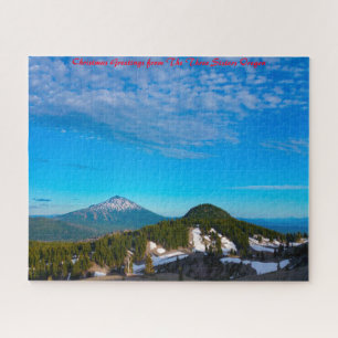 Three Sisters Oregon. Christmas Greetings Jigsaw Puzzle