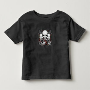 Three Skull with Red Chopper Motorcycle Toddler T-shirt