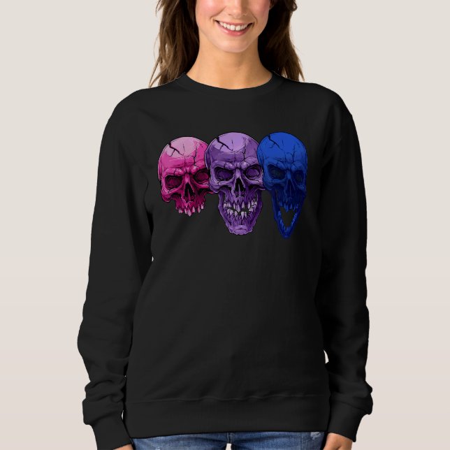 Three Skulls Bisexuality Flag Bisexual Lgbtq Pride Sweatshirt (Front)