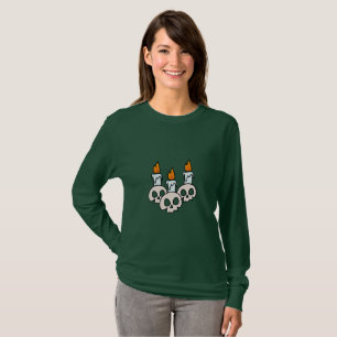 Three Skulls with Burning Candles T-Shirt