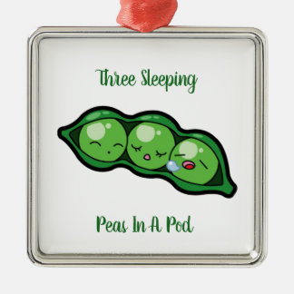 Three Sleeping Peas In A Pod Metal Ornament