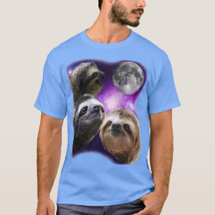 Three Sloths Howling At The Moon Funny Parody T-Shirt