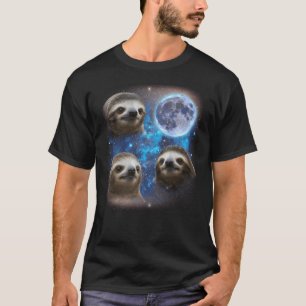 Three Sloths Howling At The Moon Weird Meme Sloth T-Shirt