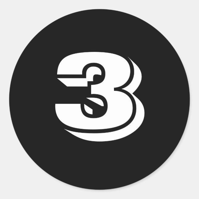 Three Small Round Black Number Stickers by Janz (Front)