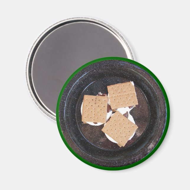 Three S'mores on a Camping Plate Magnet (Front/Back)