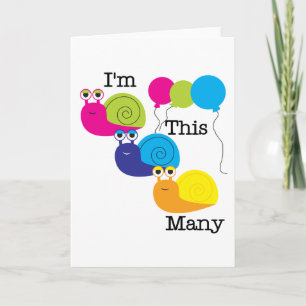 Three Snails I'm This Many Tshirts and Gifts Card