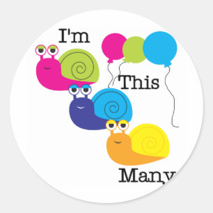 Three Snails I'm This Many Tshirts and Gifts Classic Round Sticker