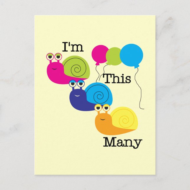 Three Snails I'm  This Many Tshirts and Gifts Postcard (Front)