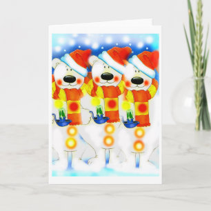 Three Snowmen at Christmas Holiday Card