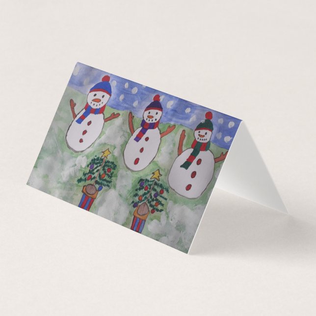 Three Snowmen Christmas Card (Front)